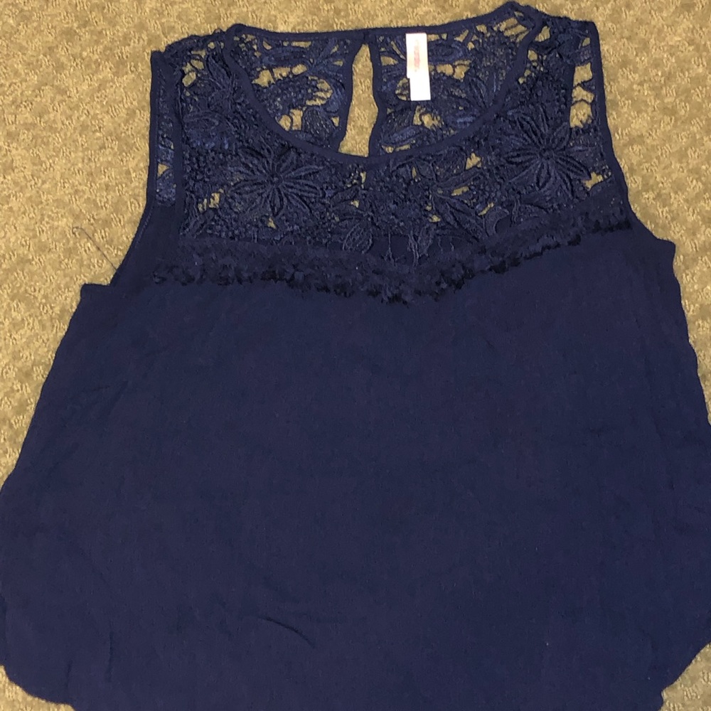 Royal blue top with beautiful embroidery detail